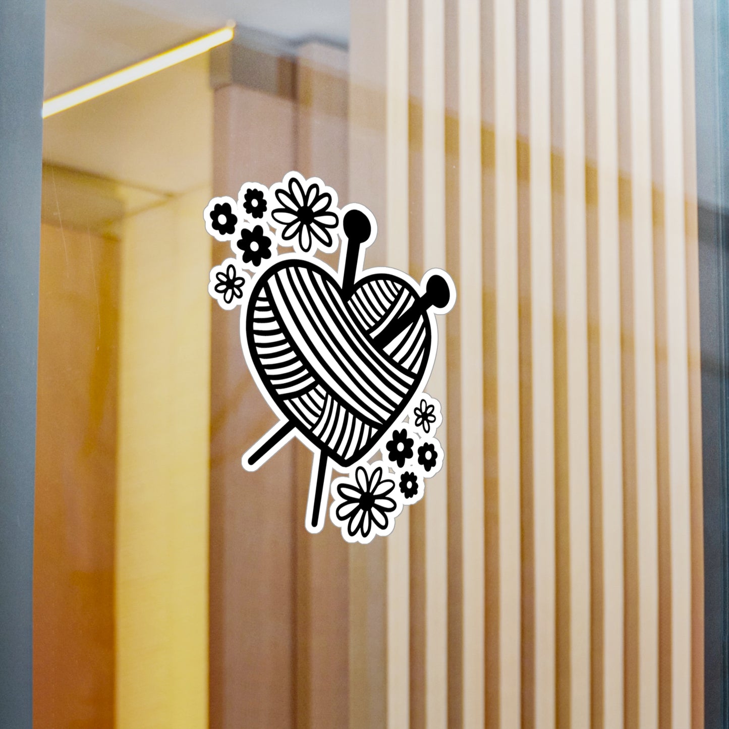 Heart Shaped Yarn Kiss-Cut Vinyl Decal, Crochet Themed Sticker