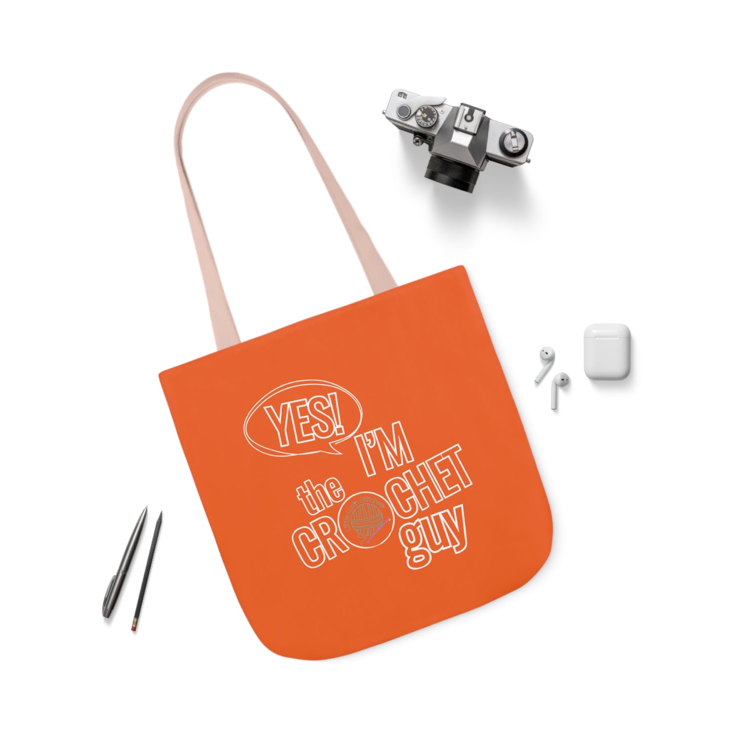Yes, I'm The Crochet Guy, Canvas Tote Bag, 5-Color Straps, 3 sizes, 3 Background Colors