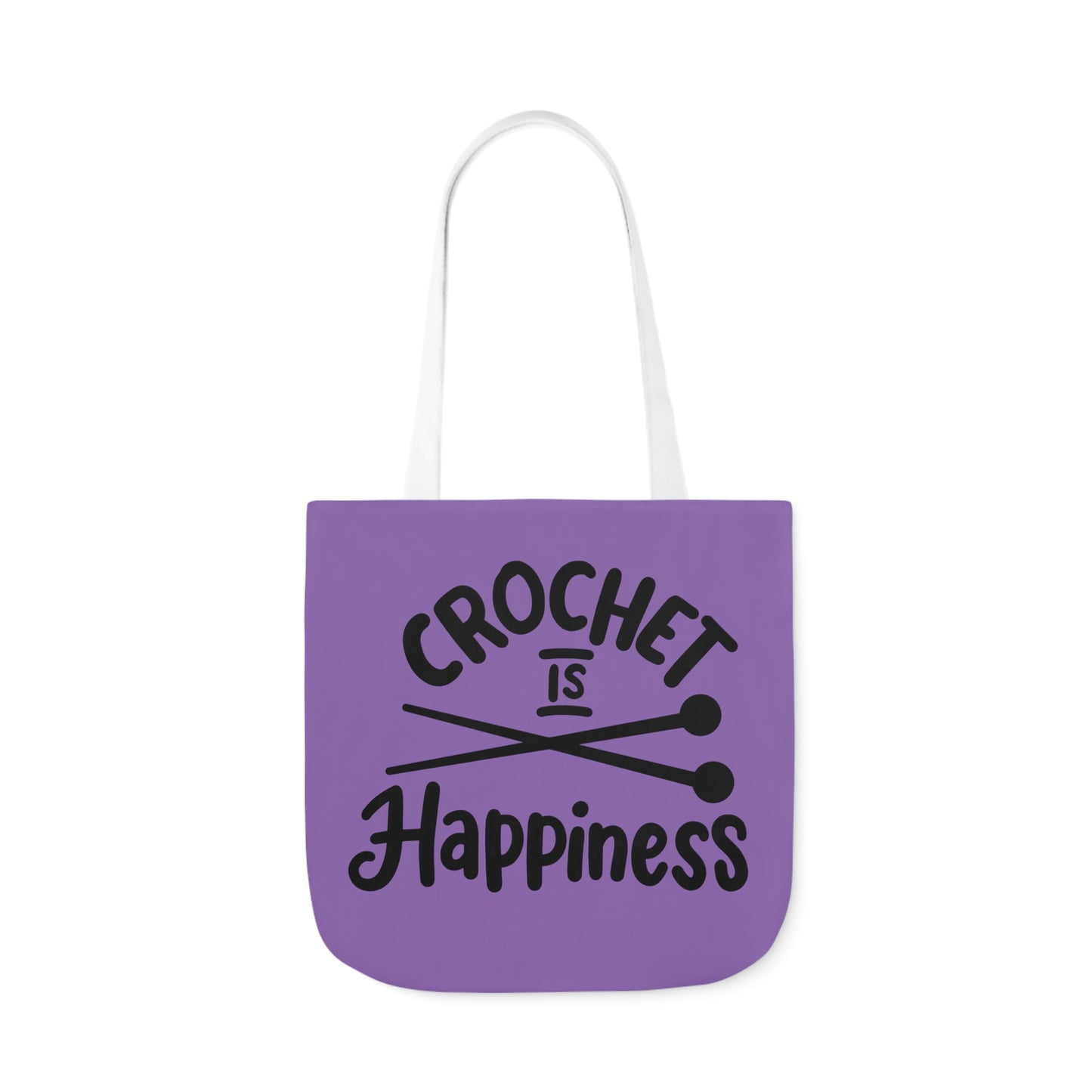 Crochet is Happiness Canvas Tote Bag, 5-Color Straps, 3 Sizes