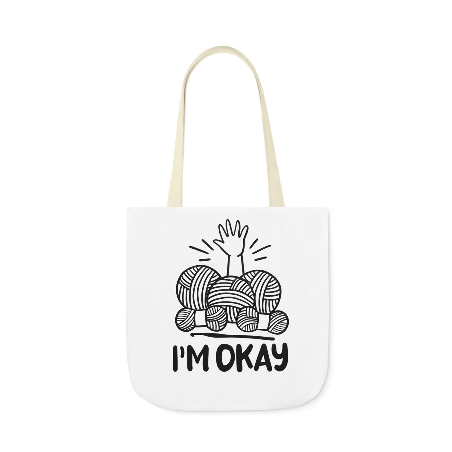 I'm Okay Cute Crochet Themed Canvas Tote Bag, 5-Color Straps