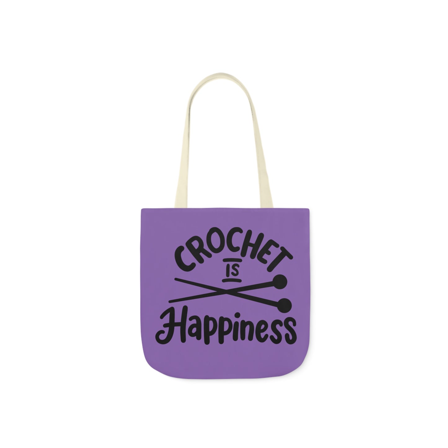 Crochet is Happiness Canvas Tote Bag, 5-Color Straps, 3 Sizes
