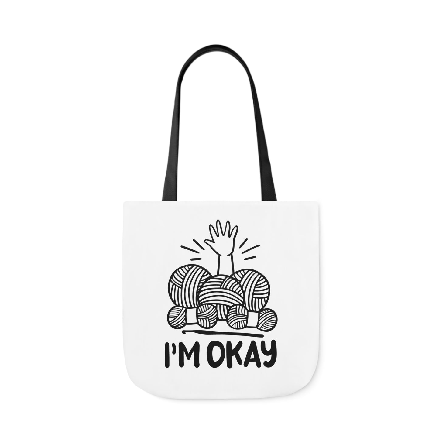I'm Okay Cute Crochet Themed Canvas Tote Bag, 5-Color Straps