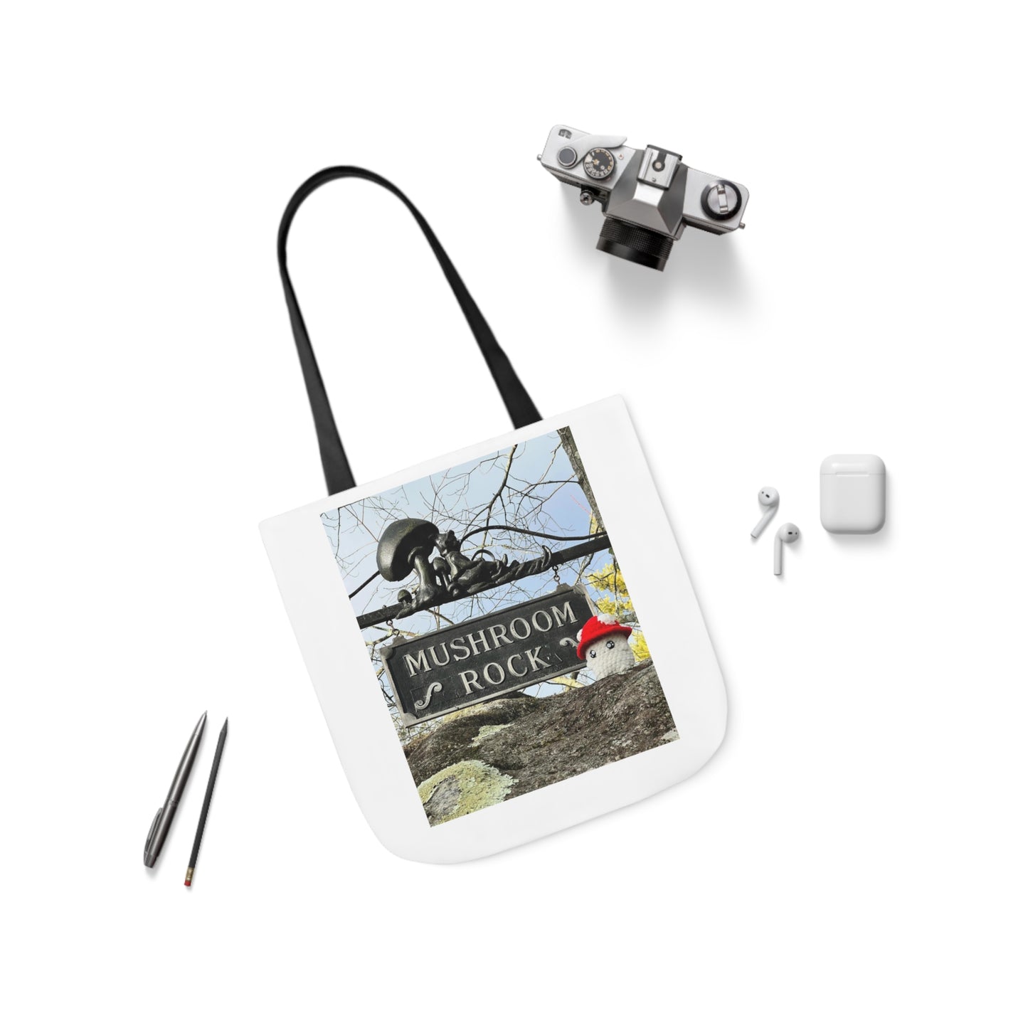 Mac the Mushroom Adventure Canvas Tote Bag, 3 Sizes, 5-Color Straps