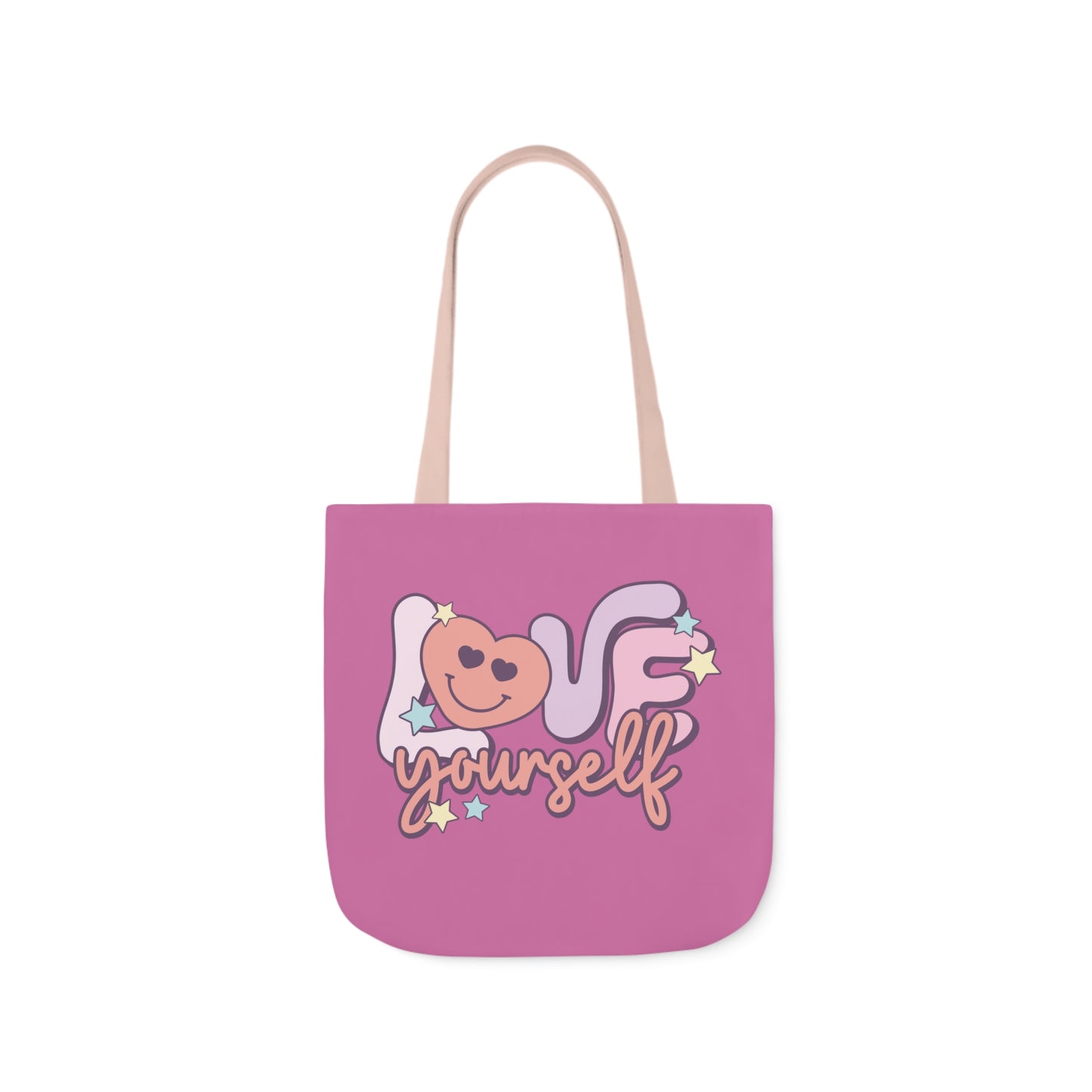 Love Yourself, Inspirational Canvas Tote Bag, 5-Color Straps, 3 Sizes