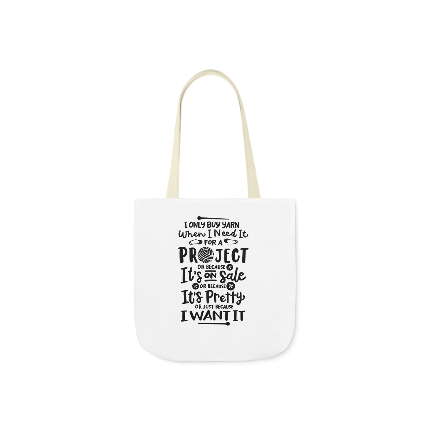 I only Buy Yarn, Canvas Tote Bag, Yarn Tote Bag, 5-Color Straps, 3 Sizes