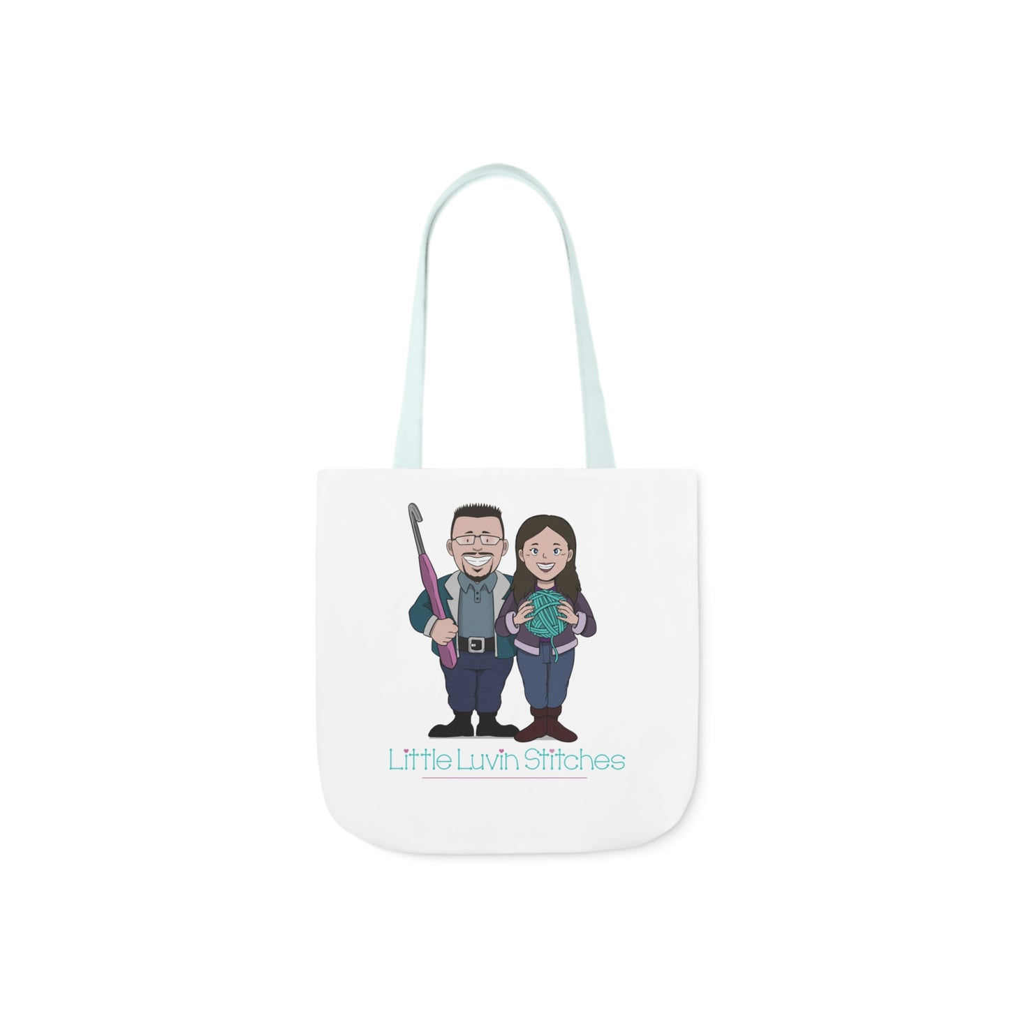 Crochet Couple Canvas Tote Bag, 5-Color Straps, 3 Sizes