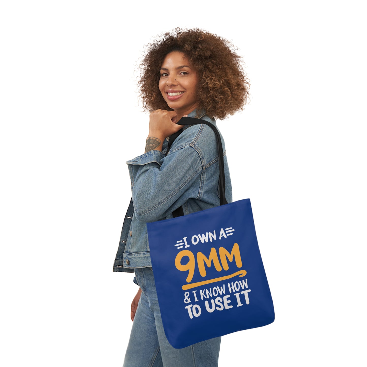 I own a 9mm and I know how to use it, Canvas Tote Bag, 3 Color Choices, 5-Color Straps, 3 Sizes