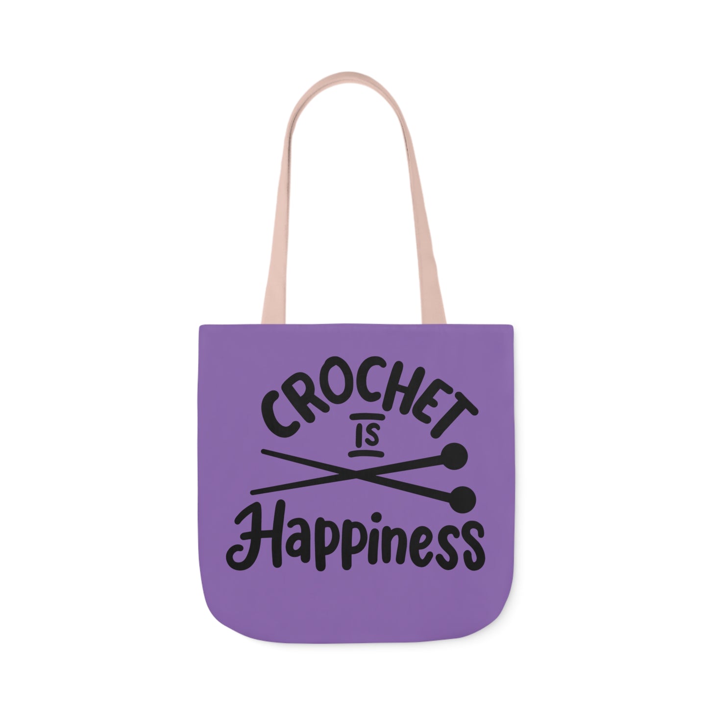 Crochet is Happiness Canvas Tote Bag, 5-Color Straps, 3 Sizes