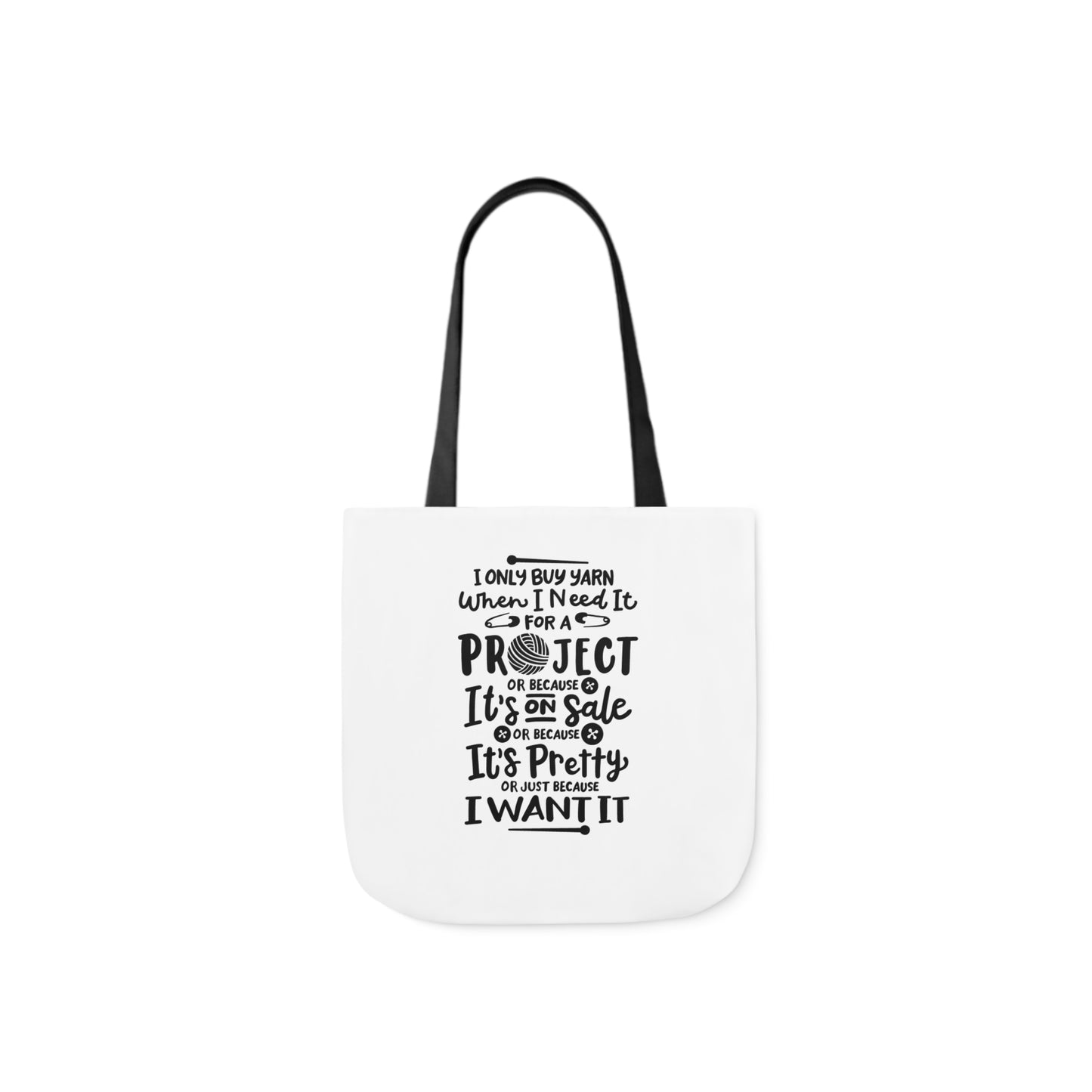 I only Buy Yarn, Canvas Tote Bag, Yarn Tote Bag, 5-Color Straps, 3 Sizes