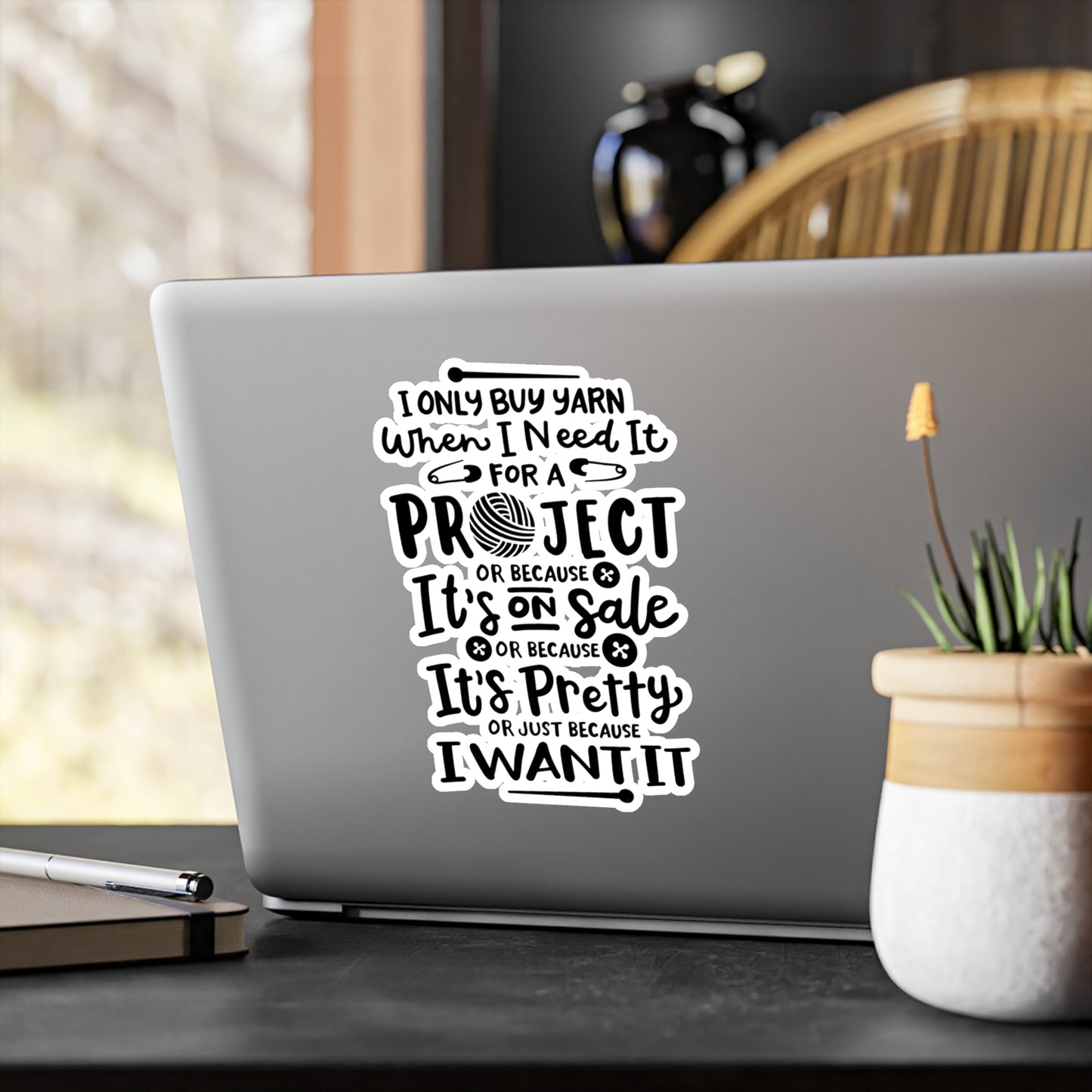 Yarn Lover Kiss-Cut Vinyl Decal, Cute Crochet Sticker