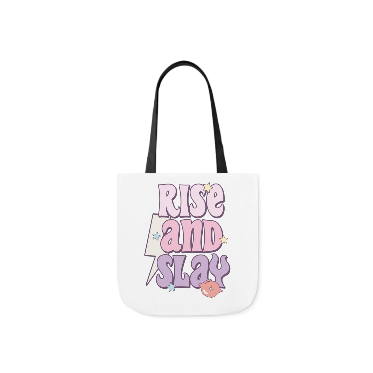 Canvas Tote Bag, 5-Color Straps, 3 Sizes, Rise and Slay, Cute Saying Bag