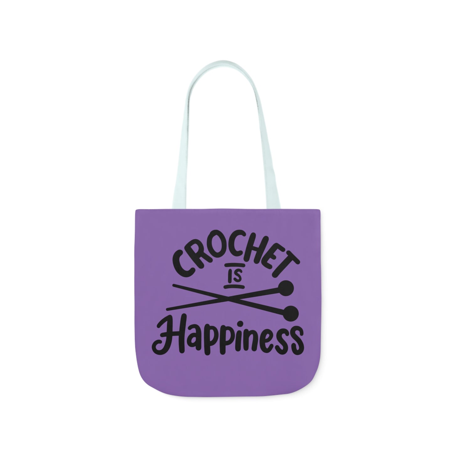 Crochet is Happiness Canvas Tote Bag, 5-Color Straps, 3 Sizes