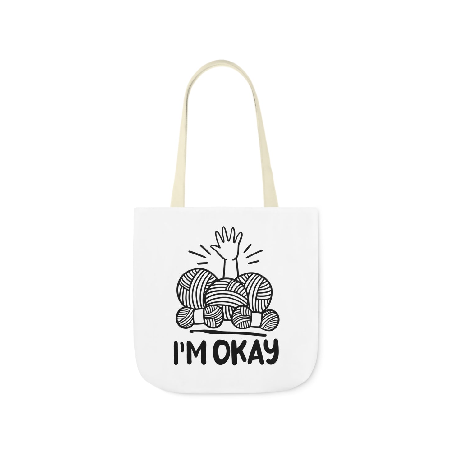 I'm Okay Cute Crochet Themed Canvas Tote Bag, 5-Color Straps