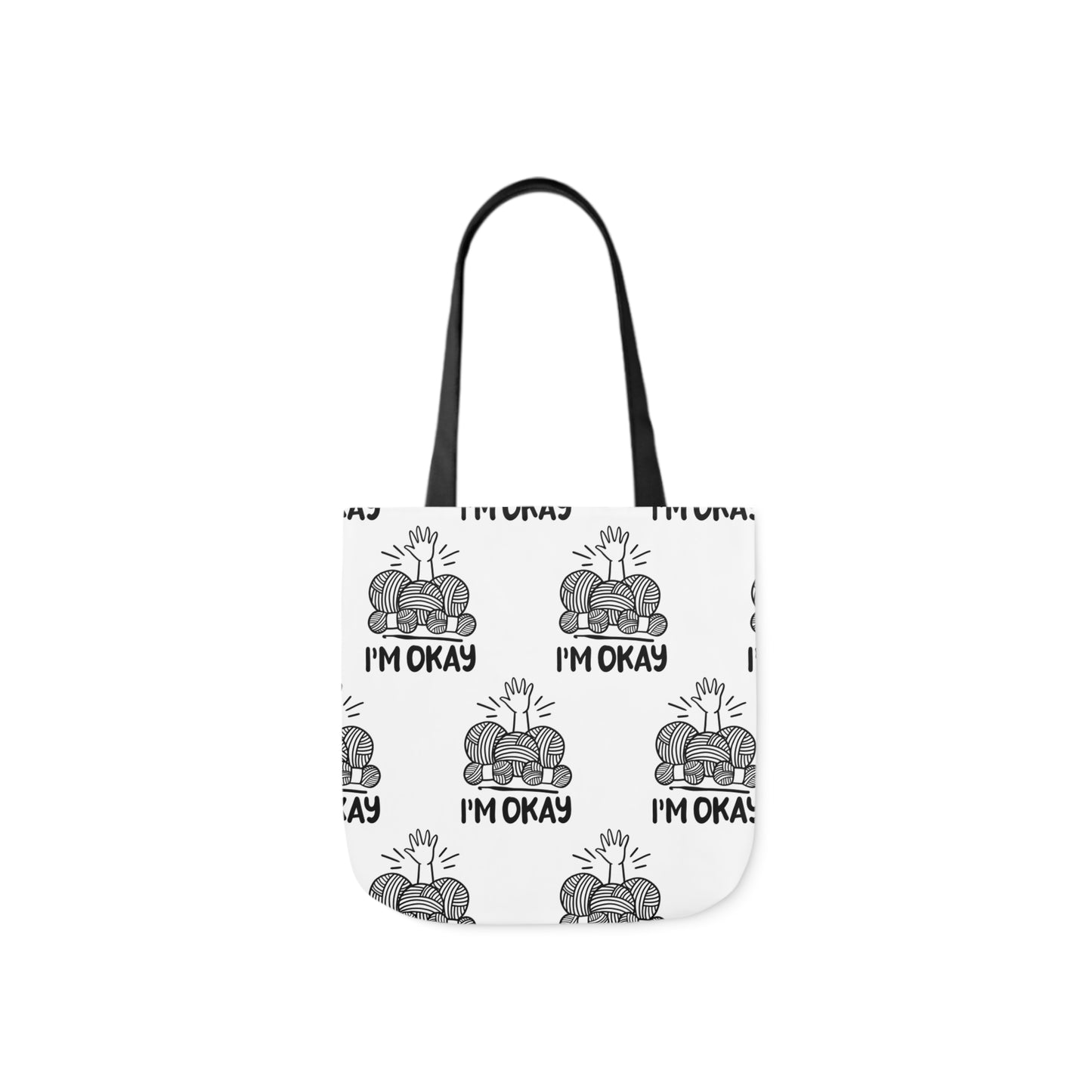I'm Okay Pattern Canvas Tote Bag, 5-Color Straps, 3 Background Colors, 3 Sizes