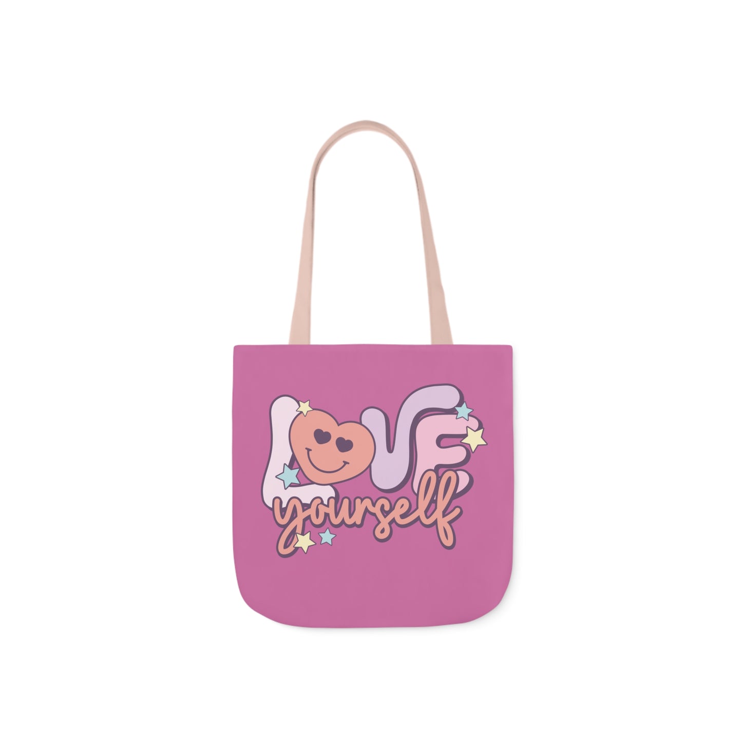 Love Yourself, Inspirational Canvas Tote Bag, 5-Color Straps, 3 Sizes