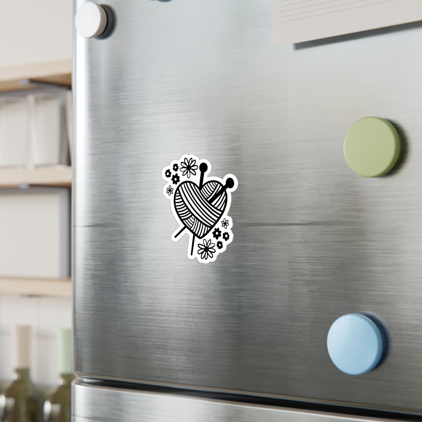 Heart Shaped Yarn Kiss-Cut Vinyl Decal, Crochet Themed Sticker