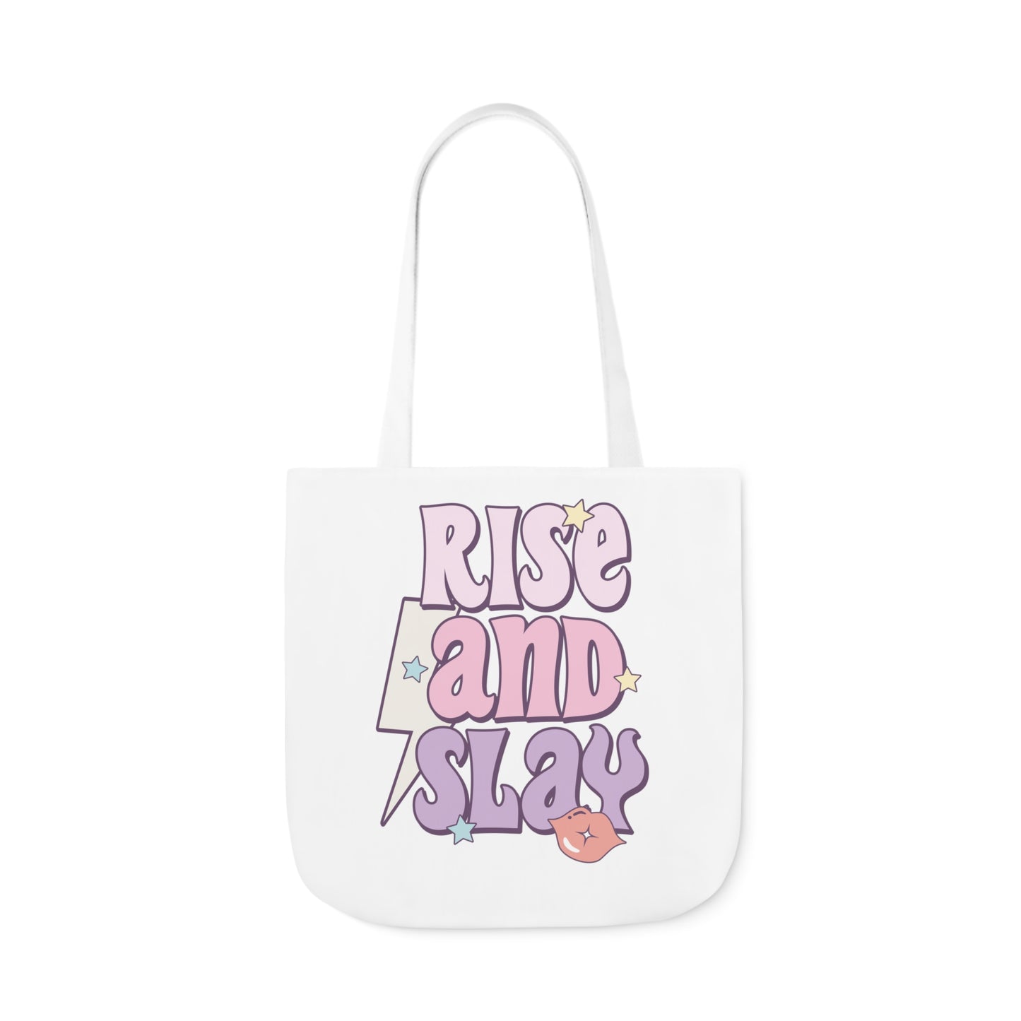 Canvas Tote Bag, 5-Color Straps, 3 Sizes, Rise and Slay, Cute Saying Bag