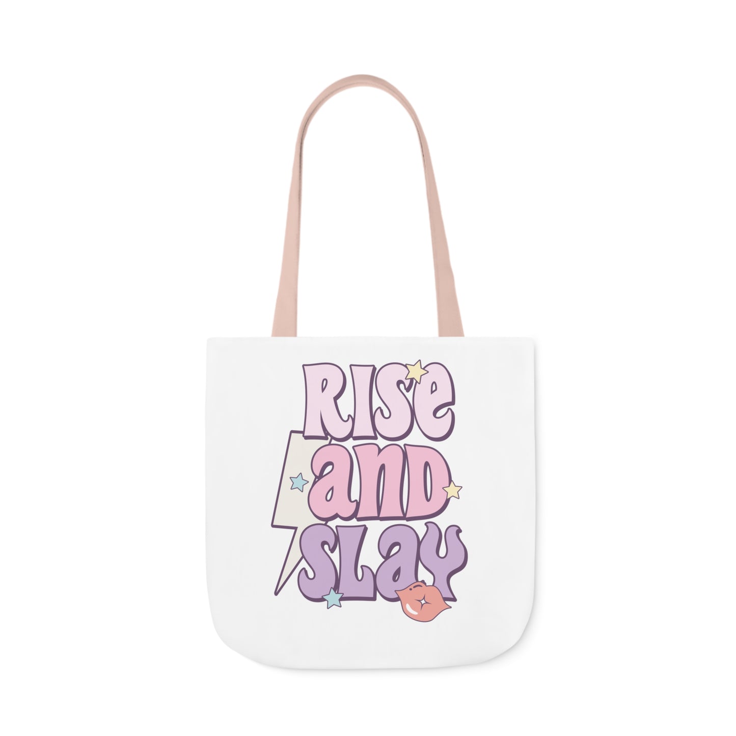Canvas Tote Bag, 5-Color Straps, 3 Sizes, Rise and Slay, Cute Saying Bag