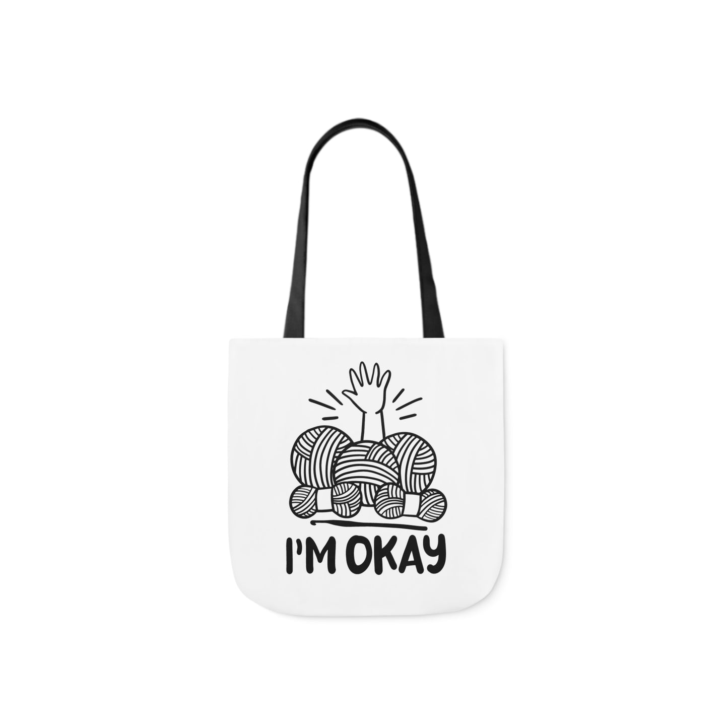 I'm Okay Cute Crochet Themed Canvas Tote Bag, 5-Color Straps