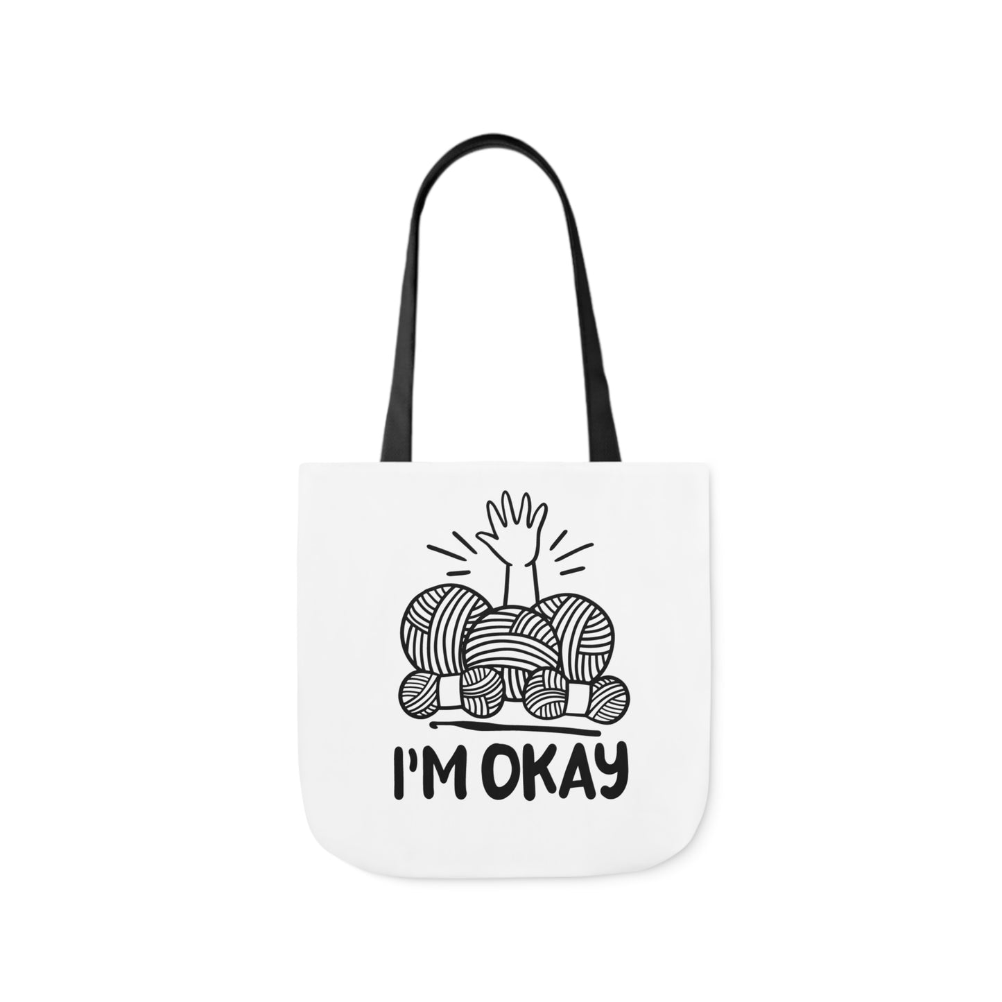 I'm Okay Cute Crochet Themed Canvas Tote Bag, 5-Color Straps
