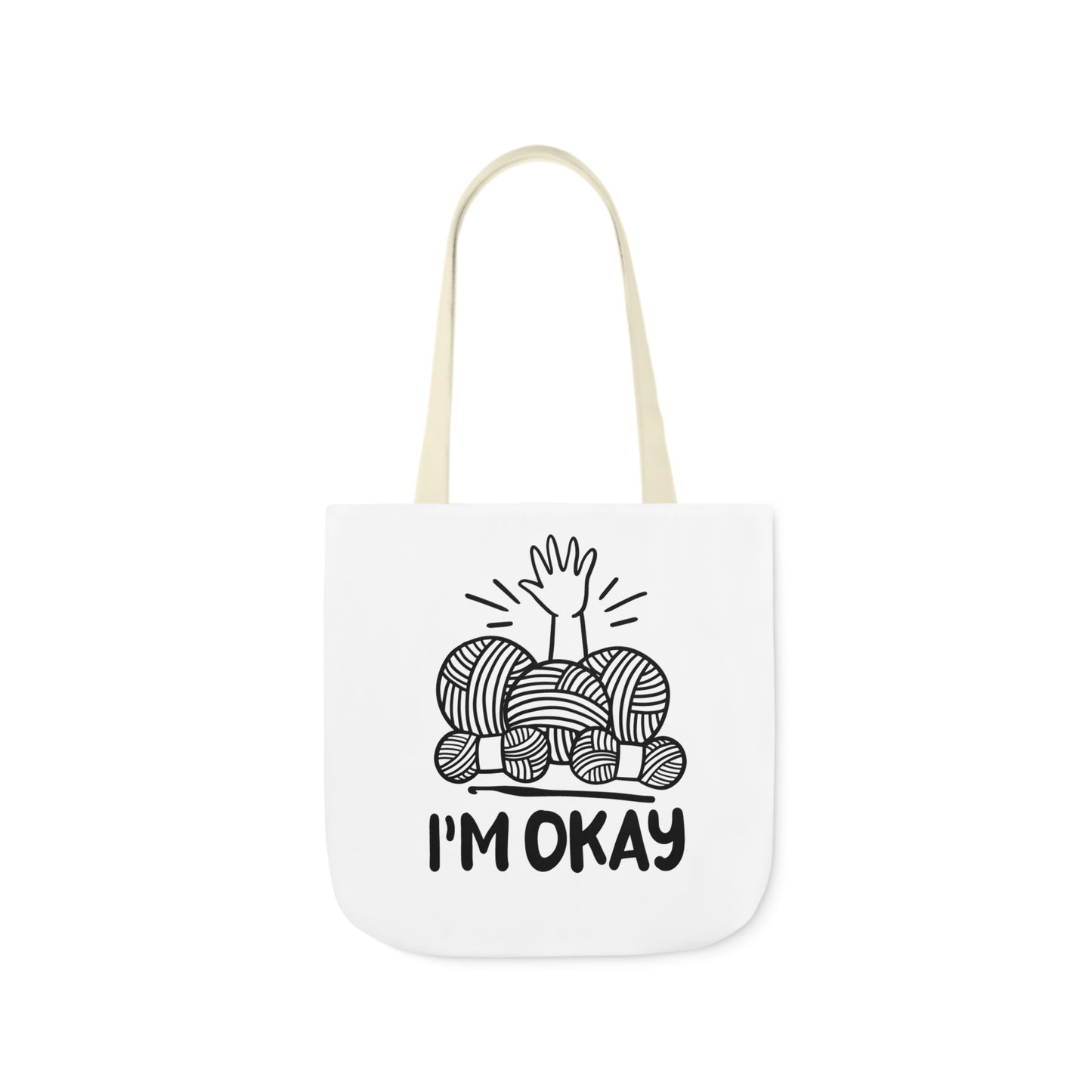 I'm Okay Cute Crochet Themed Canvas Tote Bag, 5-Color Straps