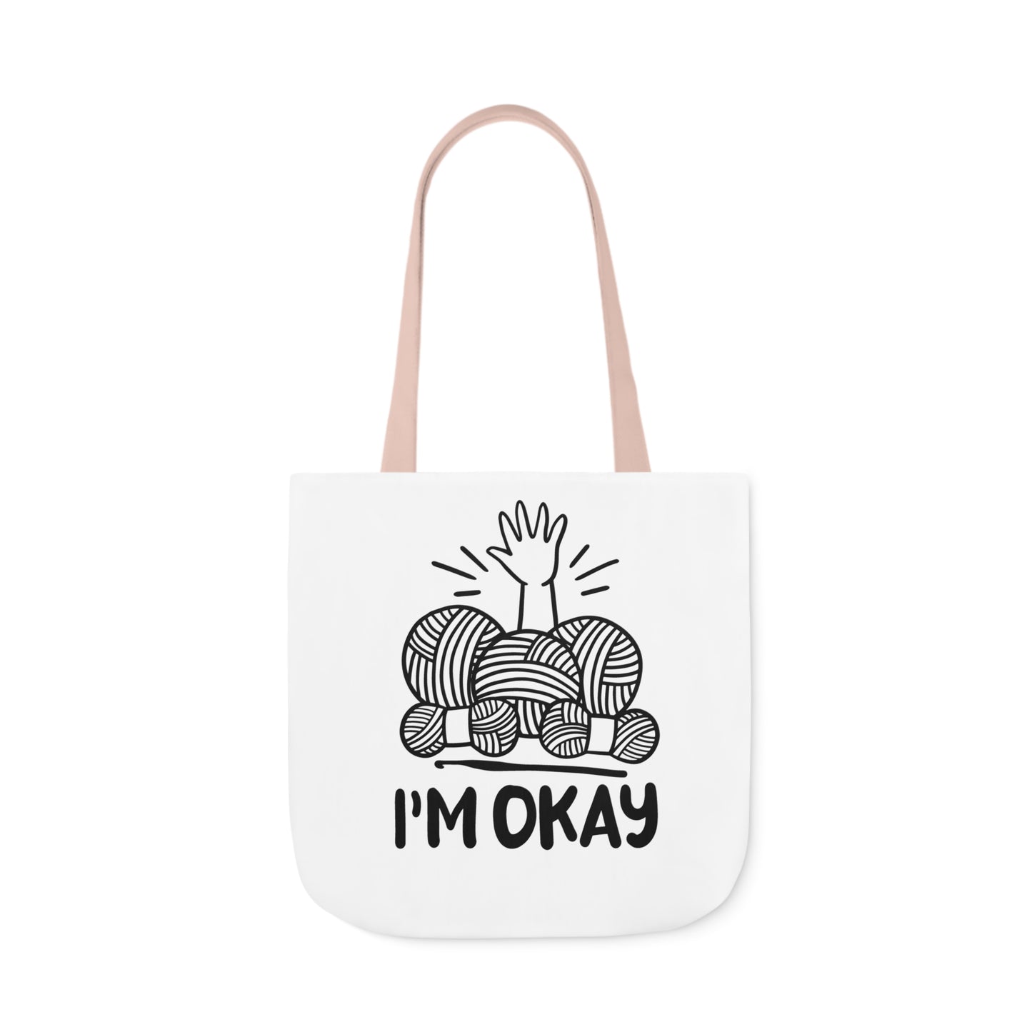 I'm Okay Cute Crochet Themed Canvas Tote Bag, 5-Color Straps