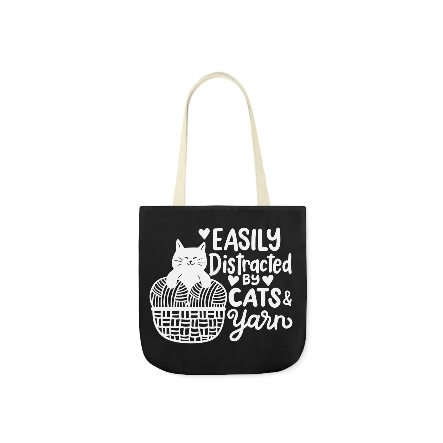 Easily distracted By Cats and Yarn, Canvas Tote Bag, 5-Color Straps, 3 Sizes Yarn Bag