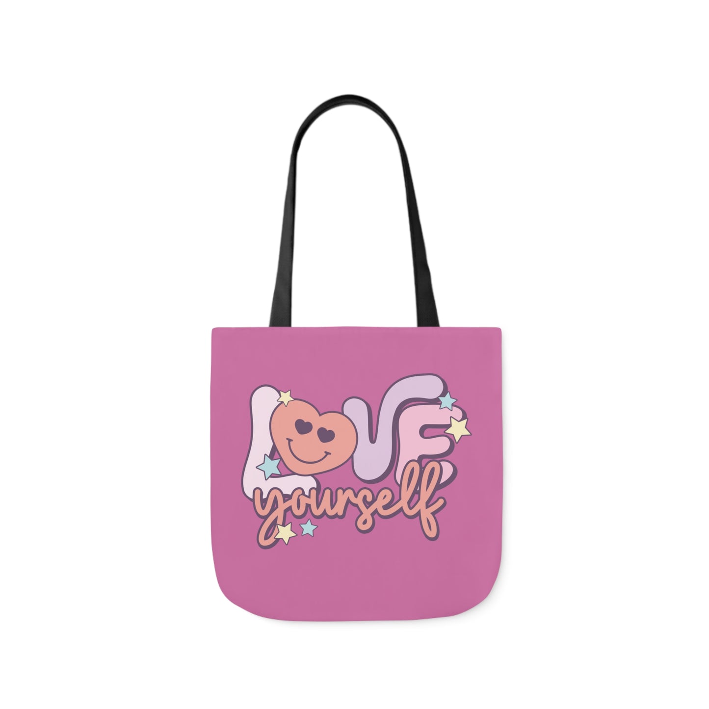Love Yourself, Inspirational Canvas Tote Bag, 5-Color Straps, 3 Sizes