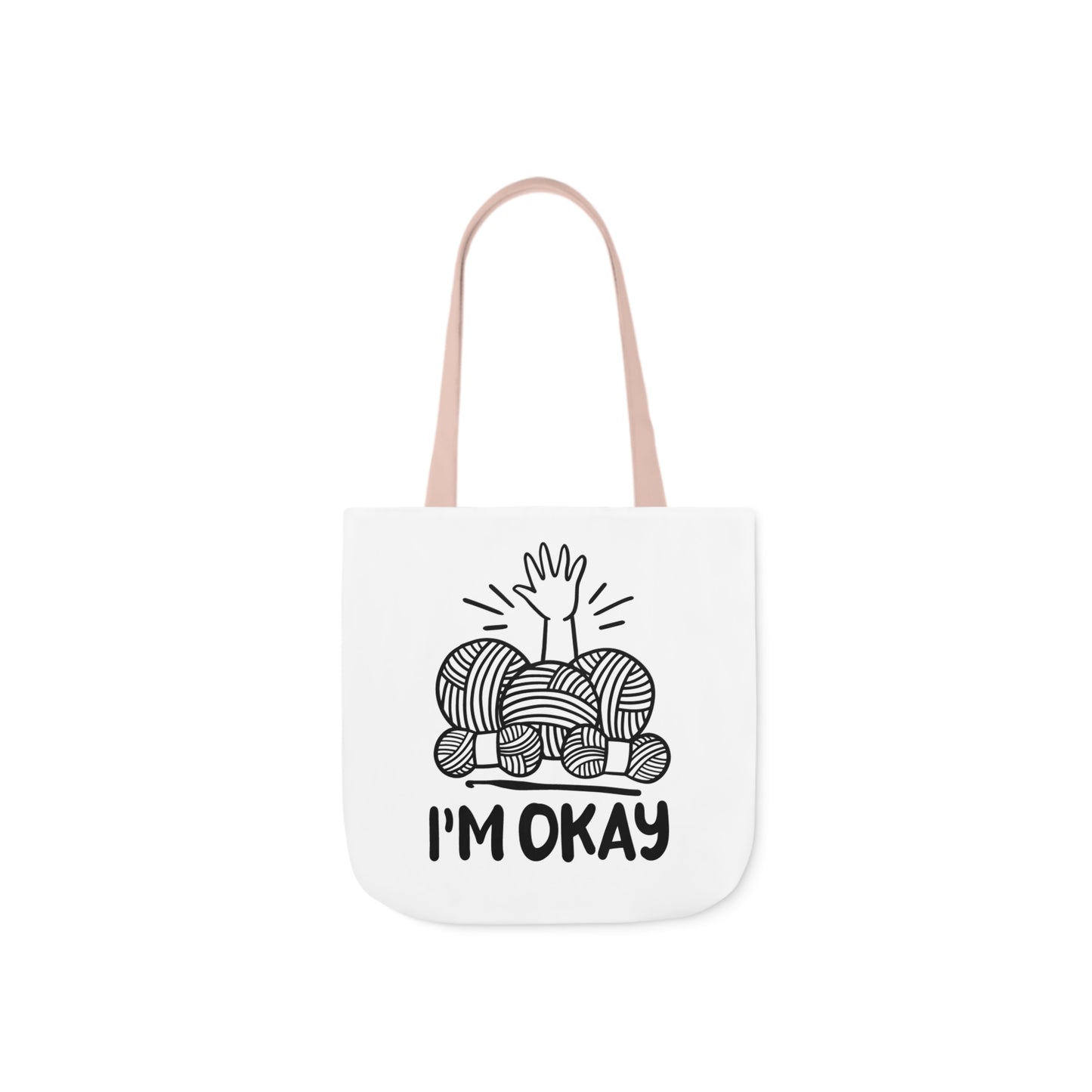 I'm Okay Cute Crochet Themed Canvas Tote Bag, 5-Color Straps