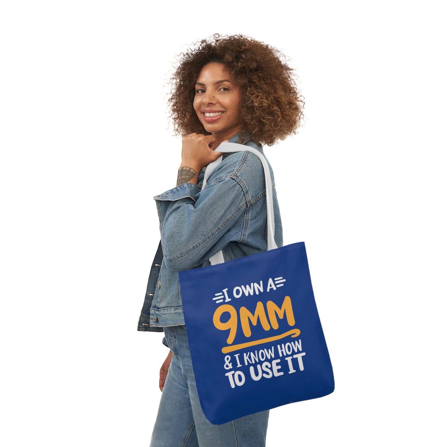 I own a 9mm and I know how to use it, Canvas Tote Bag, 3 Color Choices, 5-Color Straps, 3 Sizes