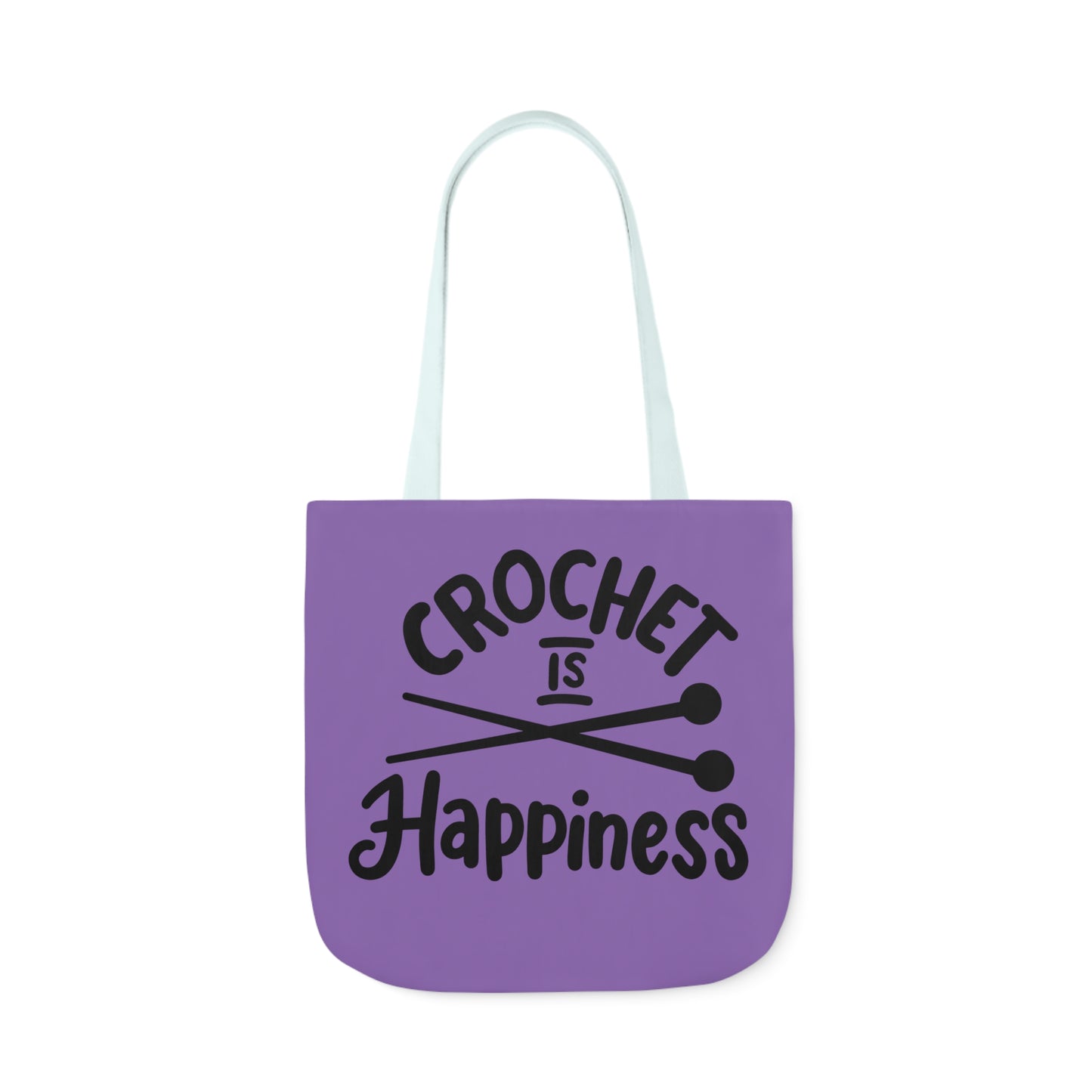 Crochet is Happiness Canvas Tote Bag, 5-Color Straps, 3 Sizes