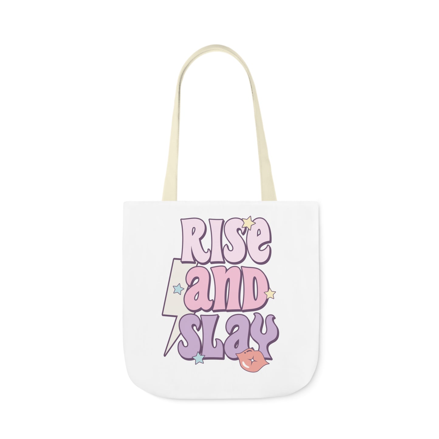Canvas Tote Bag, 5-Color Straps, 3 Sizes, Rise and Slay, Cute Saying Bag