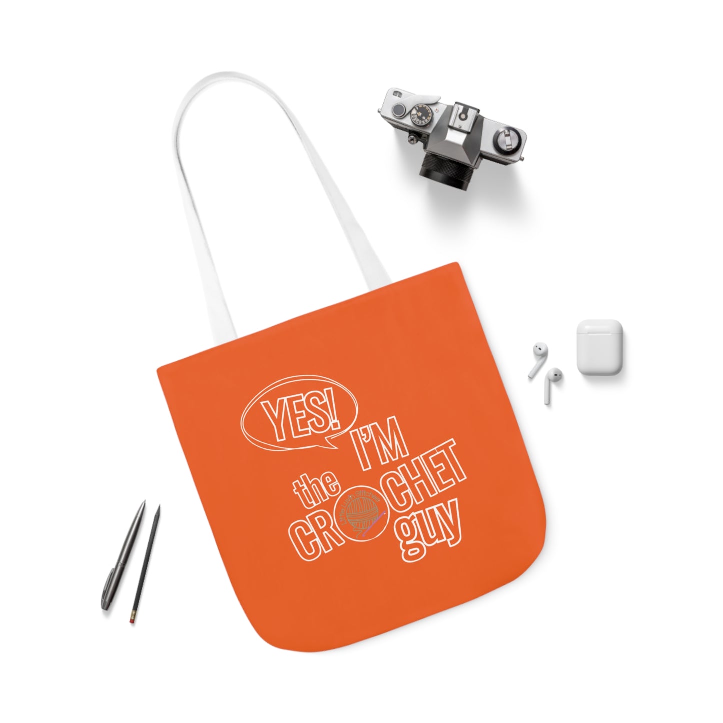 Yes, I'm The Crochet Guy, Canvas Tote Bag, 5-Color Straps, 3 sizes, 3 Background Colors