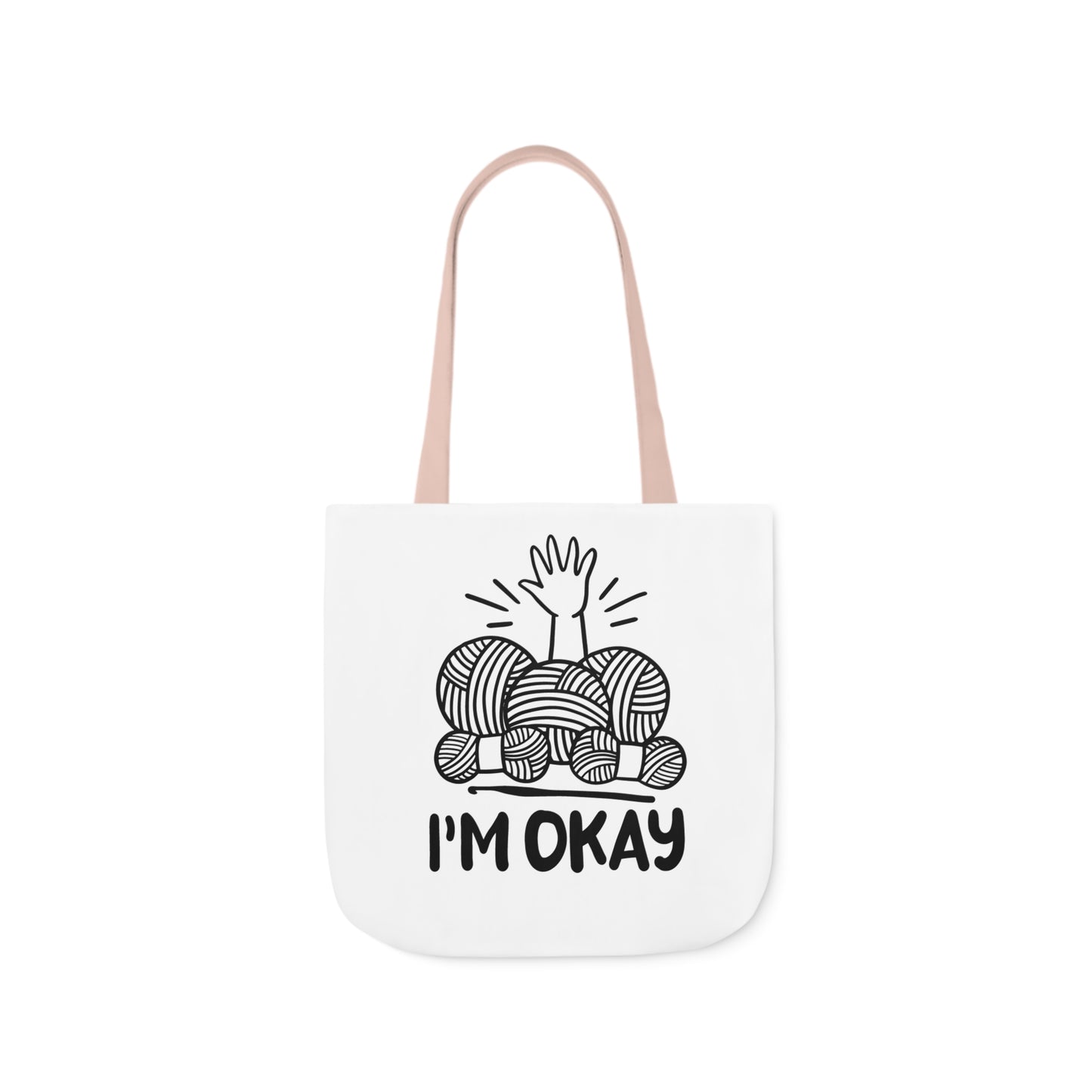 I'm Okay Cute Crochet Themed Canvas Tote Bag, 5-Color Straps