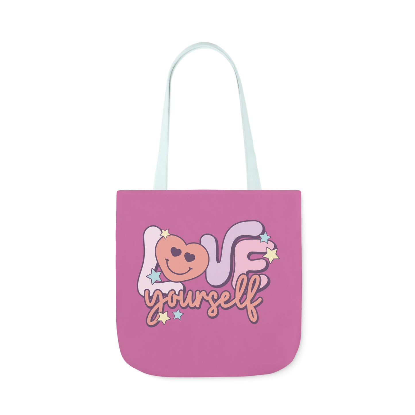 Love Yourself, Inspirational Canvas Tote Bag, 5-Color Straps, 3 Sizes