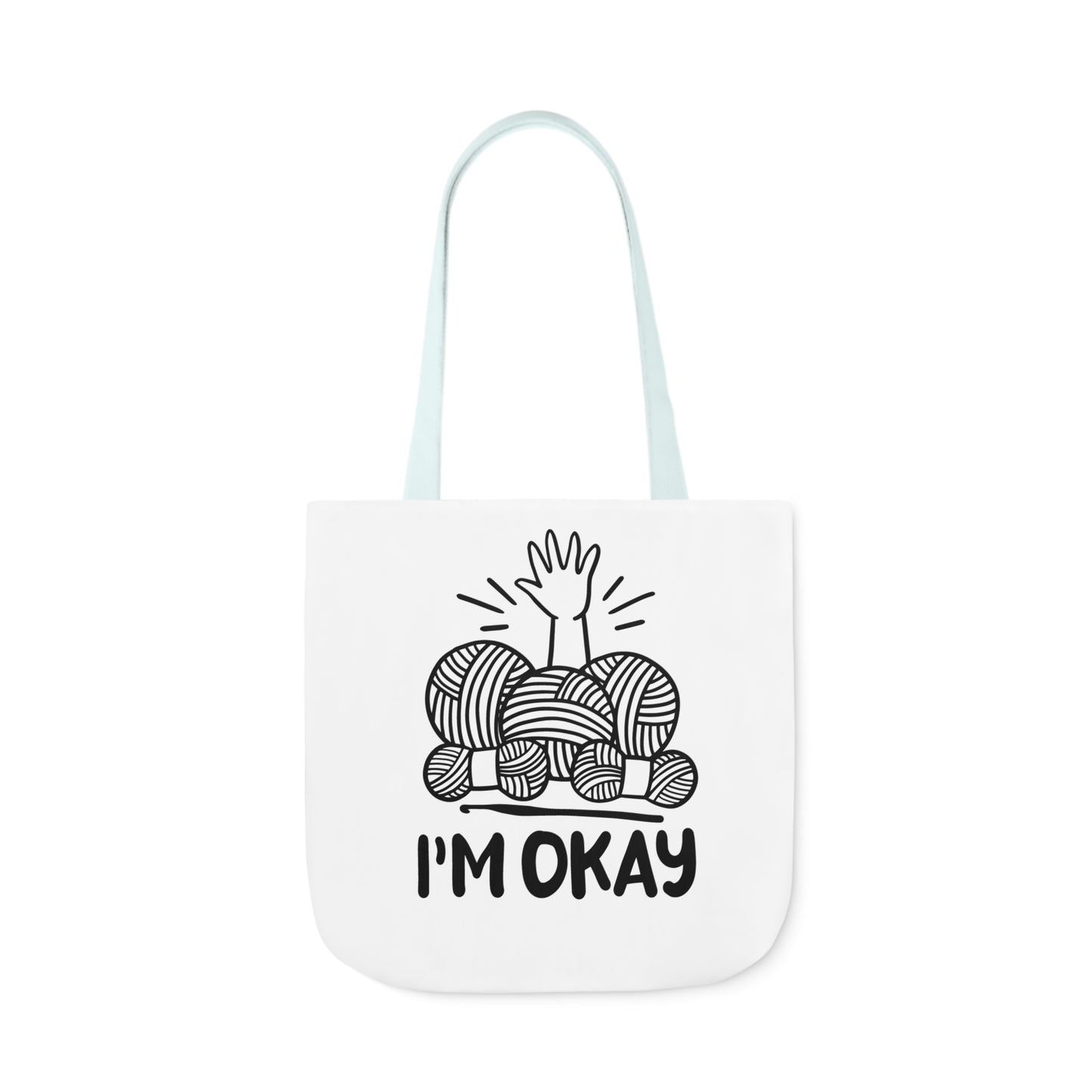 I'm Okay Cute Crochet Themed Canvas Tote Bag, 5-Color Straps