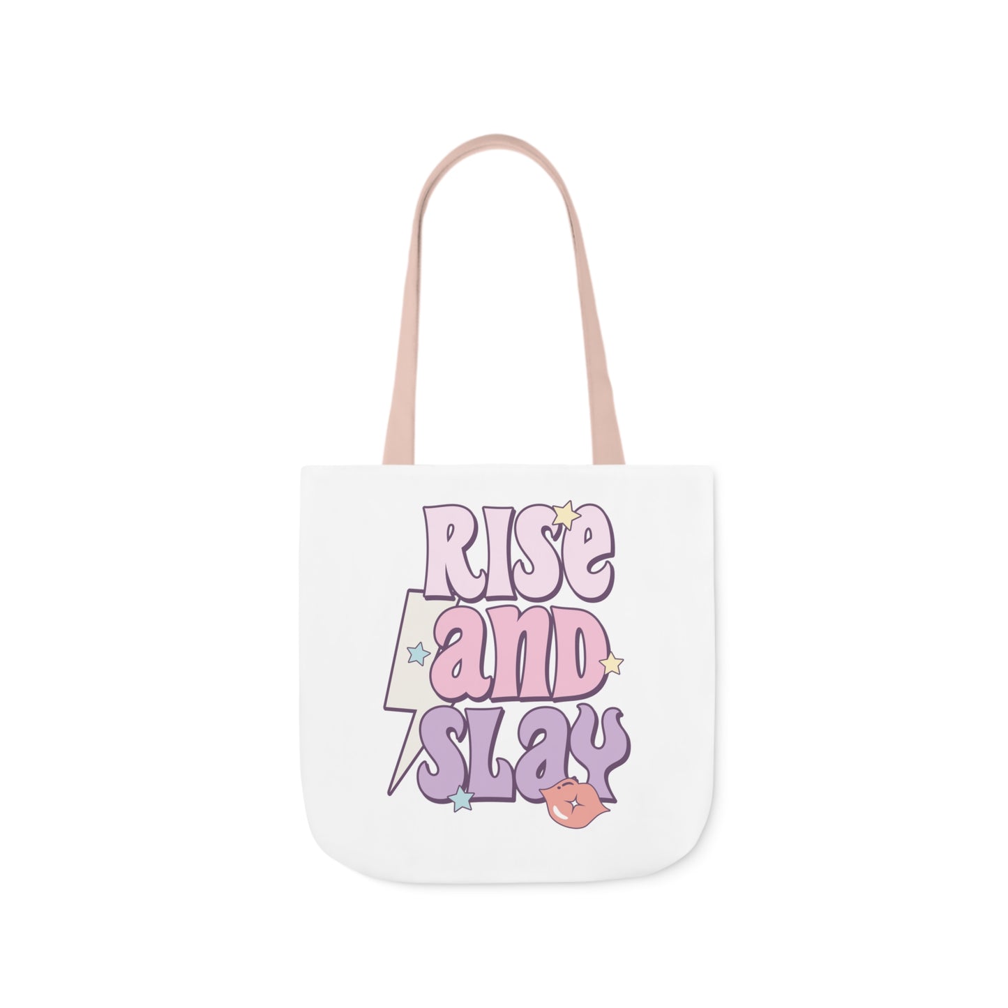 Canvas Tote Bag, 5-Color Straps, 3 Sizes, Rise and Slay, Cute Saying Bag