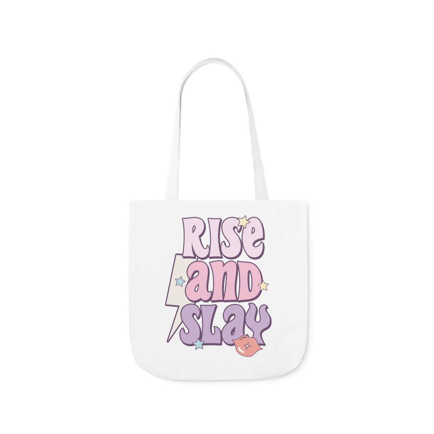 Canvas Tote Bag, 5-Color Straps, 3 Sizes, Rise and Slay, Cute Saying Bag