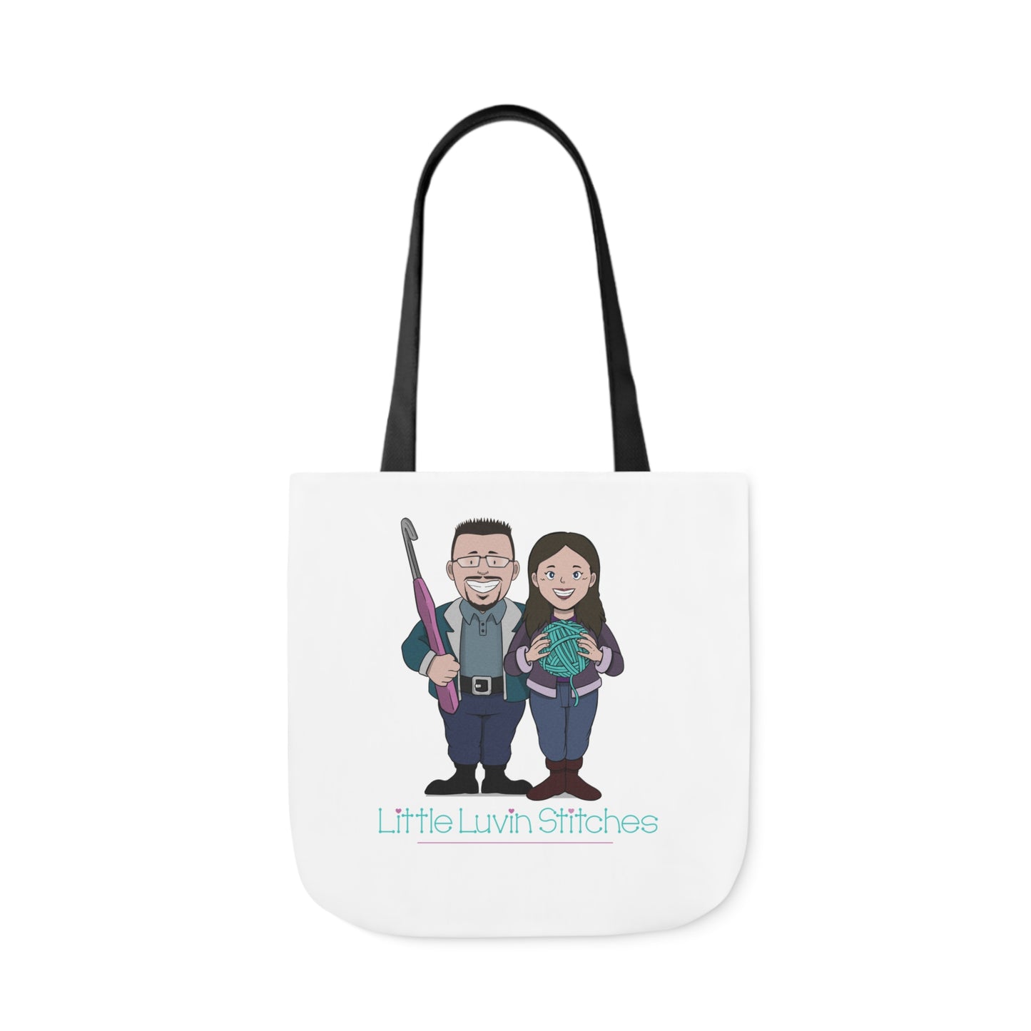 Crochet Couple Canvas Tote Bag, 5-Color Straps, 3 Sizes