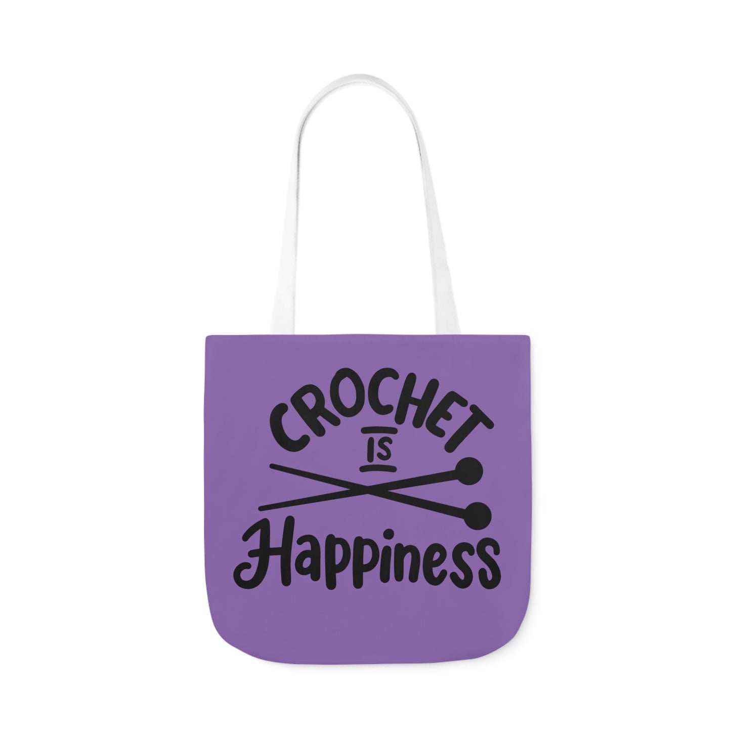 Crochet is Happiness Canvas Tote Bag, 5-Color Straps, 3 Sizes