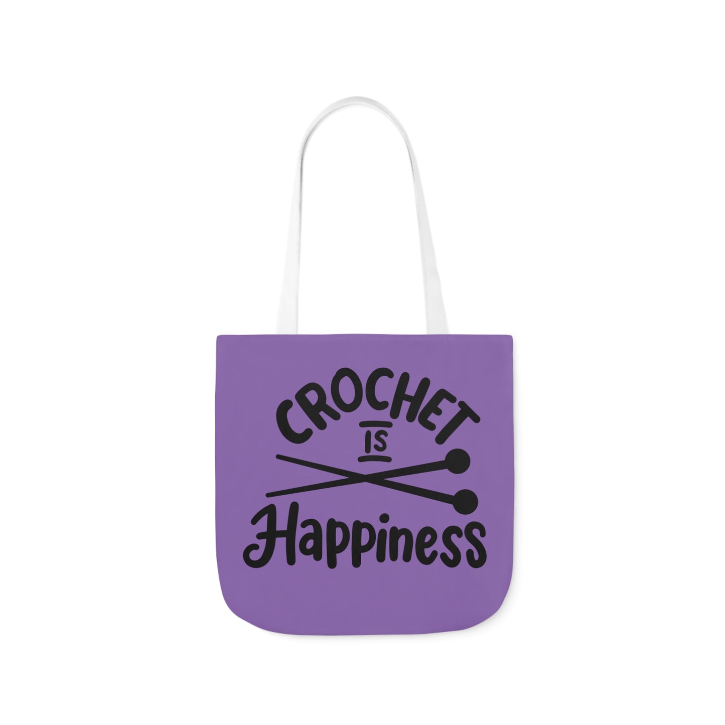 Crochet is Happiness Canvas Tote Bag, 5-Color Straps, 3 Sizes