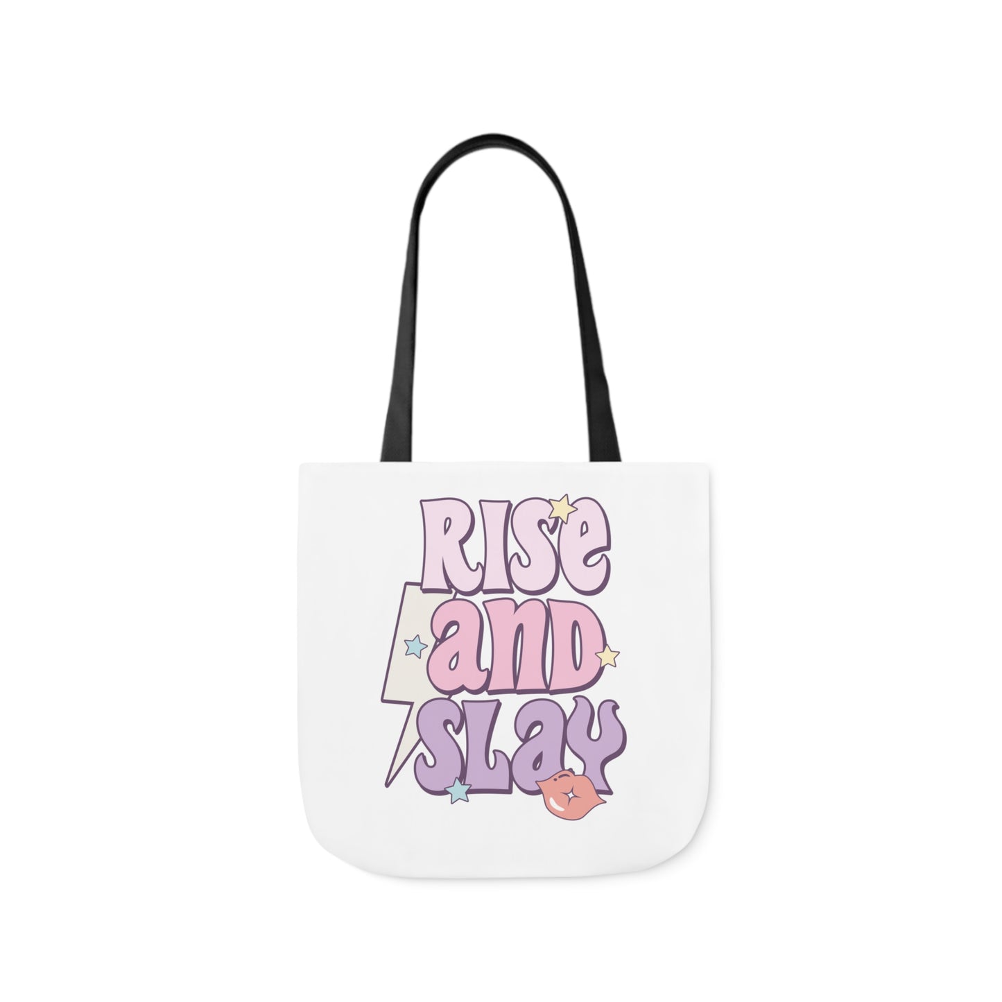 Canvas Tote Bag, 5-Color Straps, 3 Sizes, Rise and Slay, Cute Saying Bag