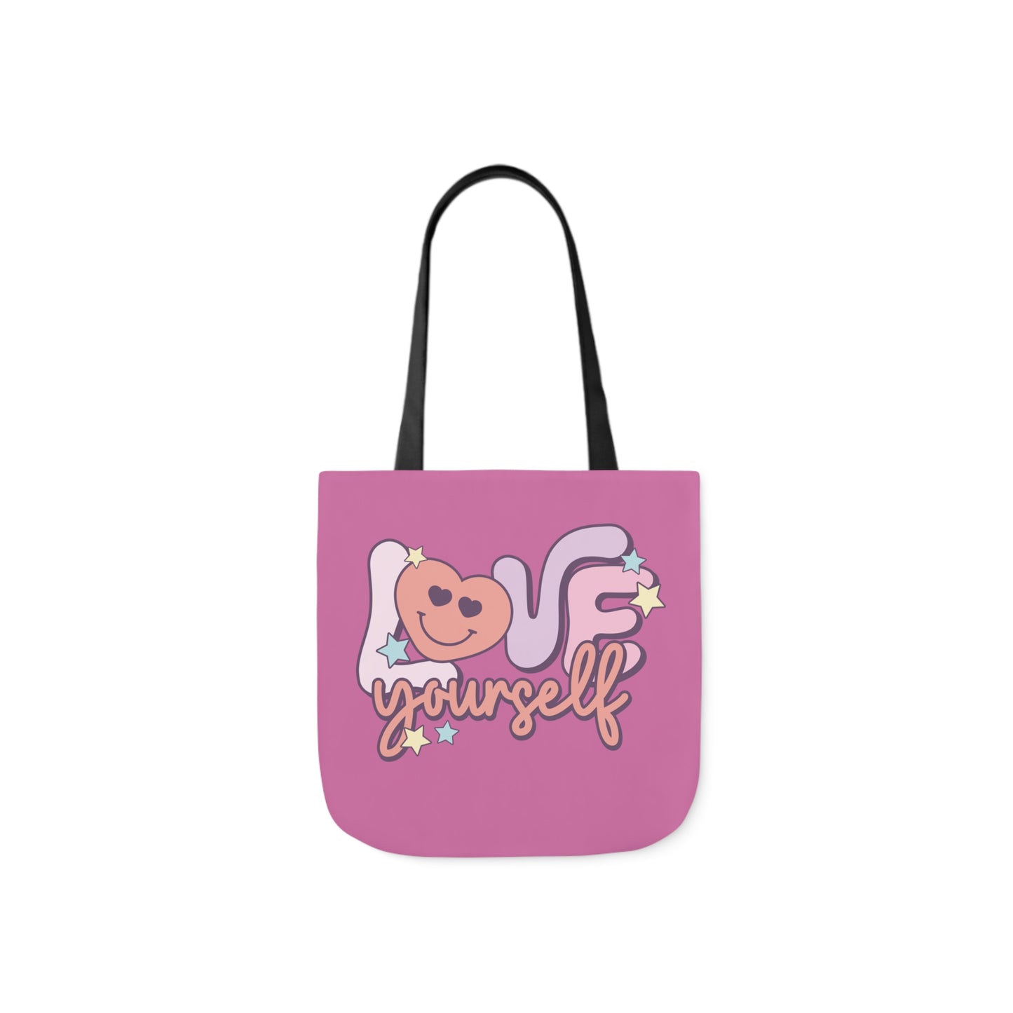 Love Yourself, Inspirational Canvas Tote Bag, 5-Color Straps, 3 Sizes