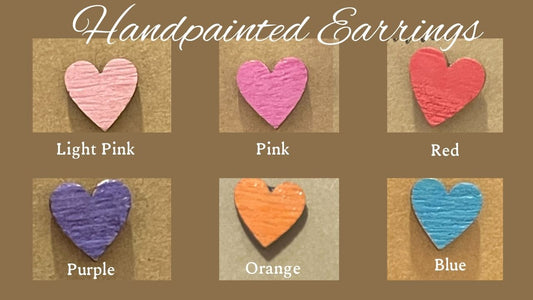 Hand-Painted Heart Stud Earrings – A Little Love for Your Ears