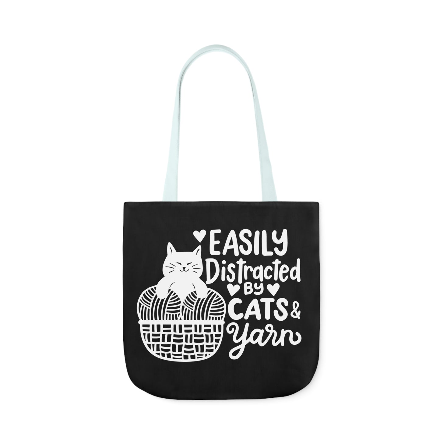 Easily distracted By Cats and Yarn, Canvas Tote Bag, 5-Color Straps, 3 Sizes Yarn Bag