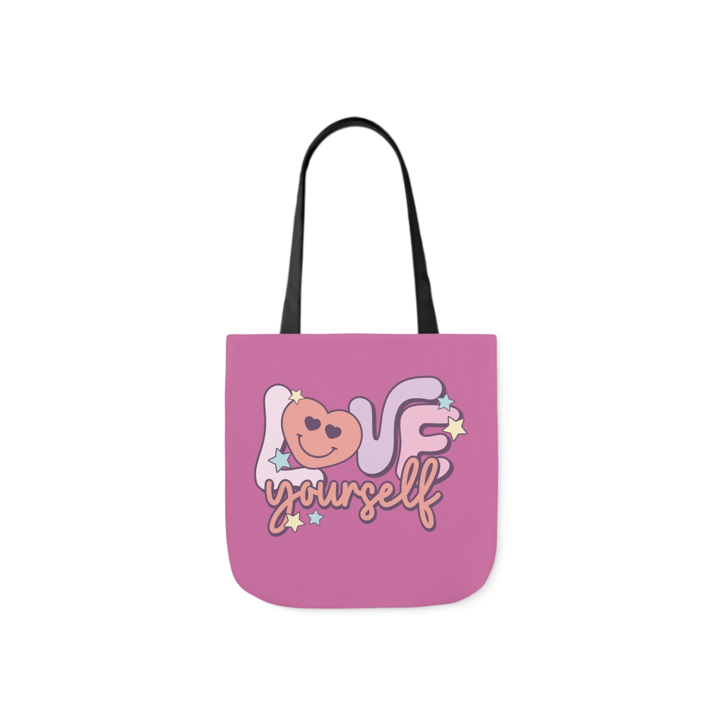 Love Yourself, Inspirational Canvas Tote Bag, 5-Color Straps, 3 Sizes