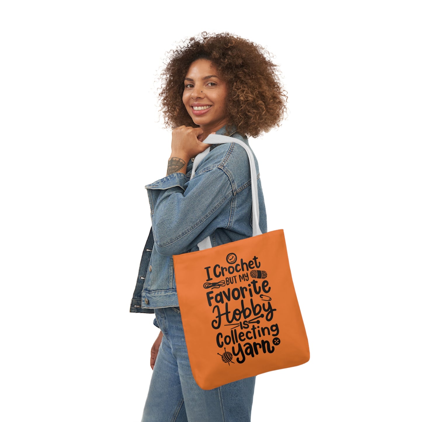 My Favorite Hobby Is Collecting Yarn, Funny Crochet Saying Canvas Tote Bag, 5-Color Straps 3 Sizes
