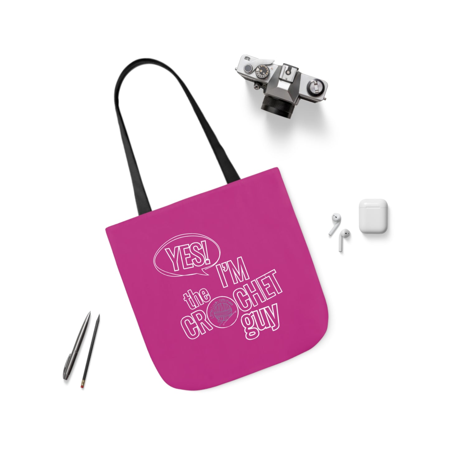 Yes, I'm The Crochet Guy, Canvas Tote Bag, 5-Color Straps, 3 sizes, 3 Background Colors