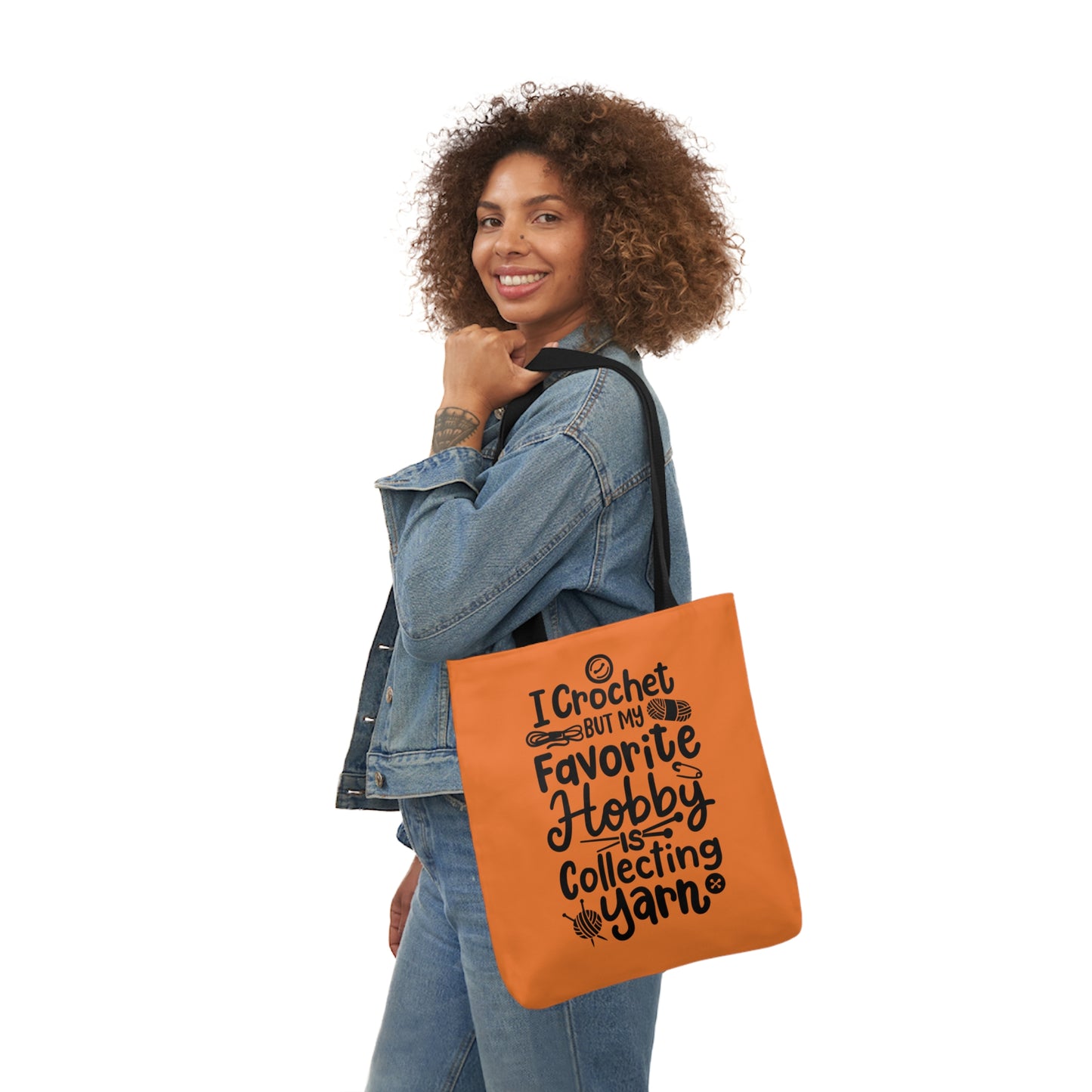 My Favorite Hobby Is Collecting Yarn, Funny Crochet Saying Canvas Tote Bag, 5-Color Straps 3 Sizes
