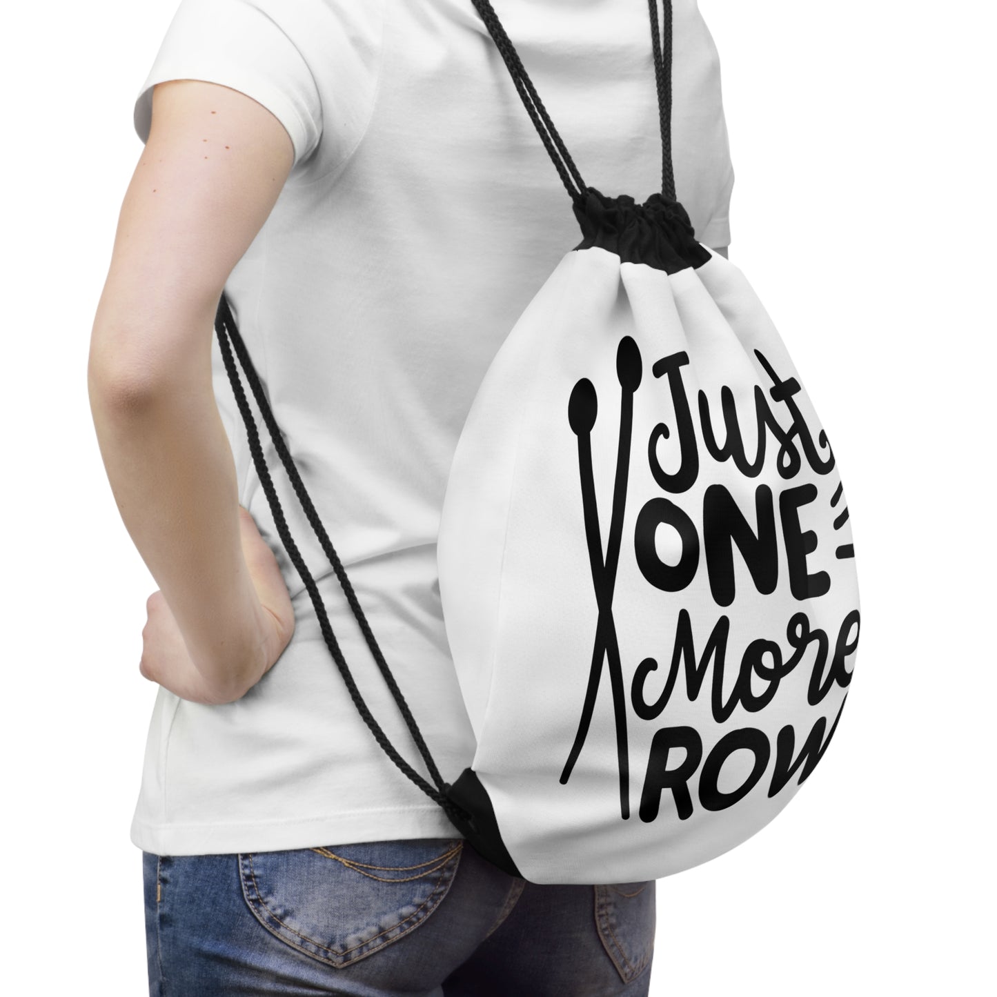 Drawstring Bag, One More Row, Cute Yarn Bag, Inside Zipper Pocket